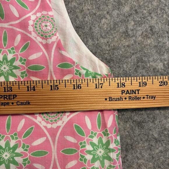 Lilly Pulitzer Shirt Womens 6 Pink Green Floral Silk Blend Sleeveless Blouse - Picture 10 of 12